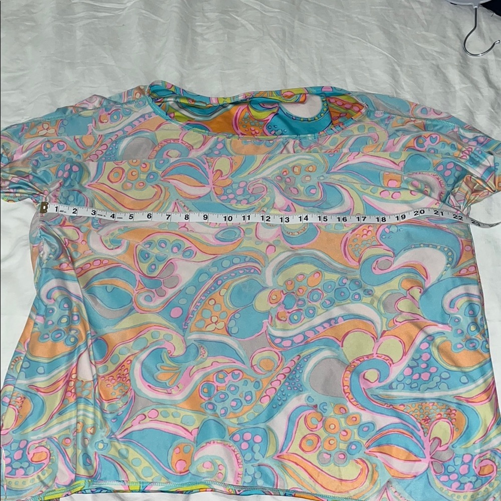 Trina Turk Multicolor Paisley Print Boatneck Top - Teal, Yellow, Pink - Picture 7 of 8